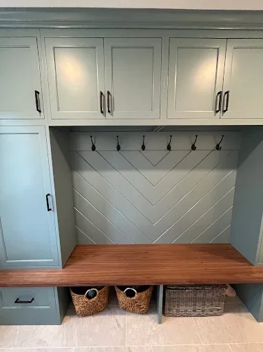 Custom mudroom bench cabinetry